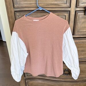 Pink Lily A Million Times Beige Contrast Sleeve Top